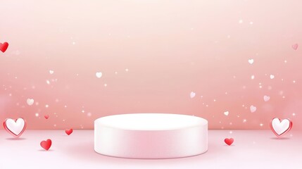 Pink Valentines Day Display with Hearts and Podium