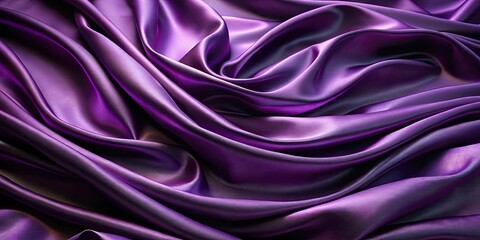 Obraz premium Luxurious Deep Purple Satin Fabric Draped in Elegant Waves and Soft Folds