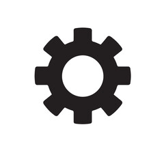 Black gear icon on white background. (1)
