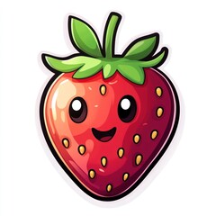 Obraz premium Cute cartoon strawberry with happy face.