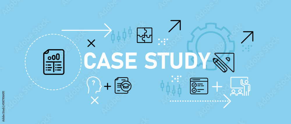 Poster case study concept research learn lesson knowledge course studies investigation report information a