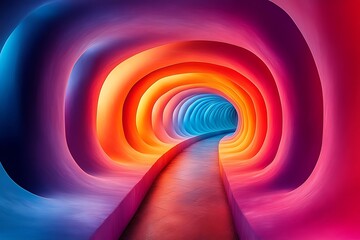 Vibrant Rainbow Tunnel Leads to an Unknown Destination