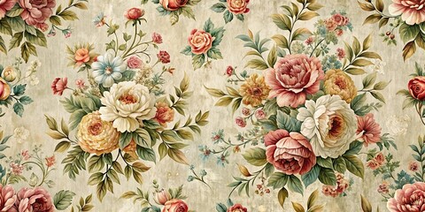 Vintage Floral Bouquet Seamless Pattern Design for Textile and Wallpaper