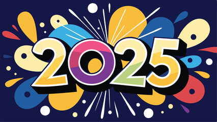2025 Happy New Year Greeting Card Illustration