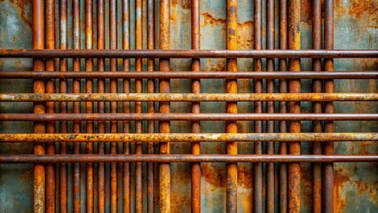 Obraz premium Rustic Metallic Grid A Textured Background of Intersecting Oxidized Pipes