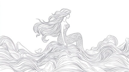 Serene Mermaid Rests Upon Ocean Waves