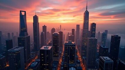 Fototapeta premium city skyline at sunset