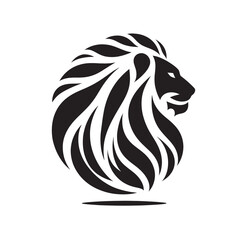 Black lion head logo design.