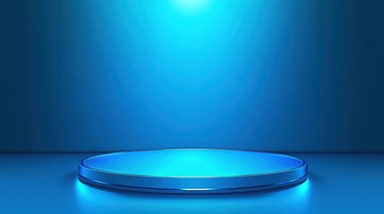 Illuminated Circular Platform Blue Background