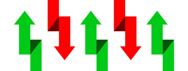 Red down green up arrow design on white background. Cryptocurrency, stock and forex investment trading business analysis.   © Hero Design
