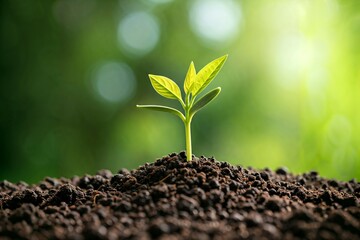 Fresh Start: A vibrant sprout emerging from the earth.