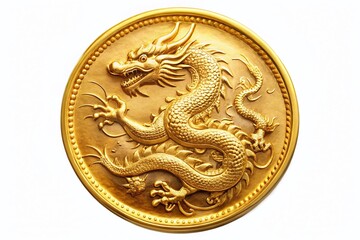 Golden Dragon Coin Isolated - High-Resolution Product Photography