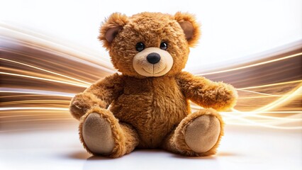 Obraz premium Long Exposure Brown Teddy Bear Baby Toy - White Background