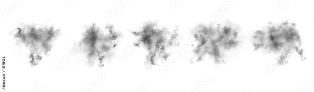 Poster set of gray smoke club, in the background and studio without people with fog in the air. set of clou