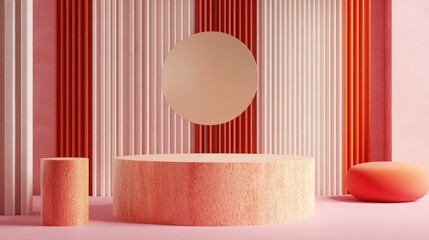 Abstract Minimalist Product Display With Cylinders And Circle