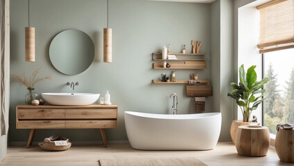 Fototapeta premium Cozy Farmhouse Bathroom