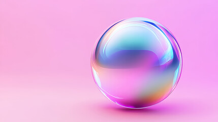 3d iridescent fluid glass spectrum foam vector. Realistic transparent soap bubble with dreamy neon rainbow light texture. Shampoo or powder abstract blow object icon. Clear soapy detergent air sphere