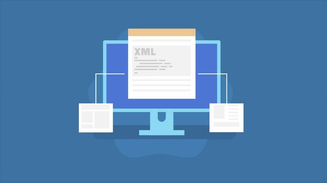 Website sitemap, XML sitemap indexing, website page hierarchy, Website XML sitemap, Animation video concept.