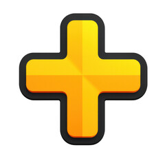 Obraz premium yellow icon of Plus isolated on a transparent background Minimalist flat icon, vector logo style sign clipart on a no background png