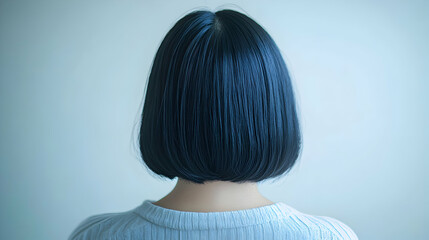 Woman's Dark Bob Haircut, Rear View, Simple, Elegant, Minimalist Hairstyle Photography