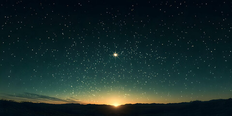 Fototapeta premium Starry Night Landscape Illustration