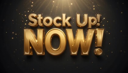 Stock Up Now 3D Text promotional offers