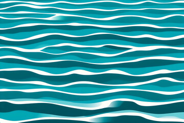 Abstract Teal Water Wave Seamless Pattern Background, Ocean Texture Illustration for Design Projects