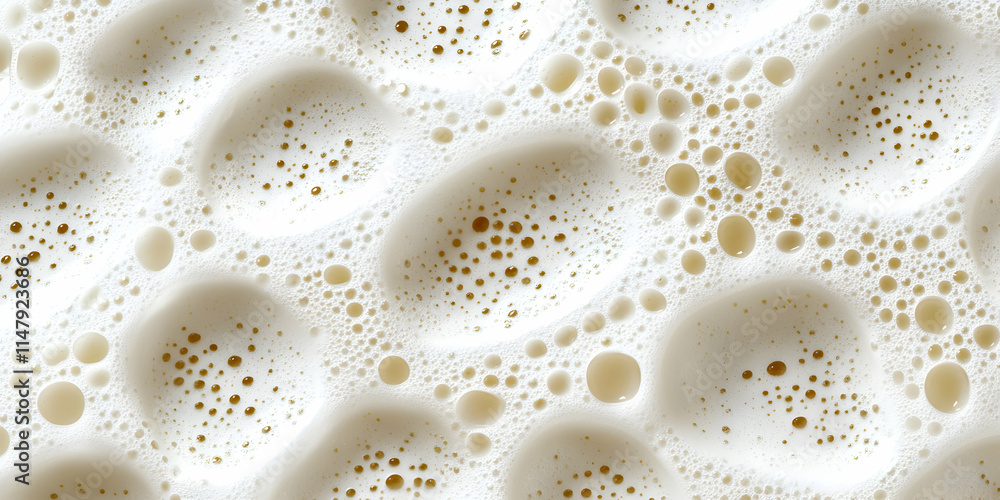 Poster creamy foam texture, abstract background of bubbles in a close-up view