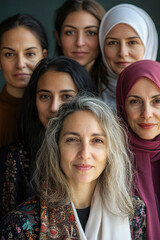 Fototapeta premium Portrait of women of different ages and ethnicities, representing global sisterhood