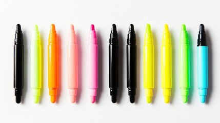 Colorful Markers Arranged in a Neat Row
