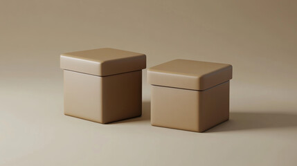 Craft eco package, boxes mockup, brown square carton parcel containers. Closed cardboard packaging for goods, isolated drawers, distribution blank packs for freight shipping, Realistic 3d vector set