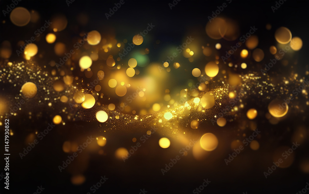 Poster a dark background is illuminated by a scattering of golden bokeh lights, giving the impression of a 