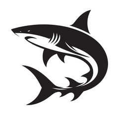Black stylized shark illustration.