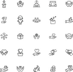 Charity Icons Donation, Giving, Helping Hands, Global Aid, Support