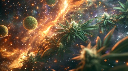 a happy 420 reggae background with mushrooms and cannabis