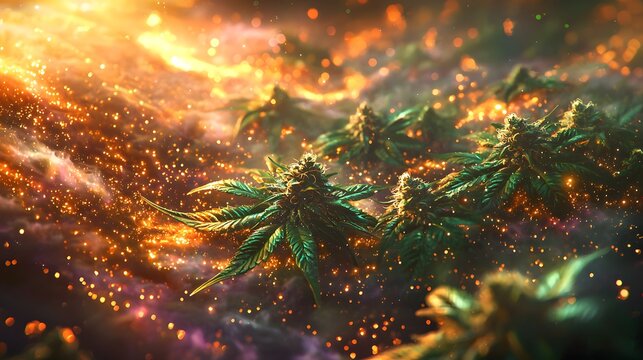 a happy 420 reggae background with mushrooms and cannabis