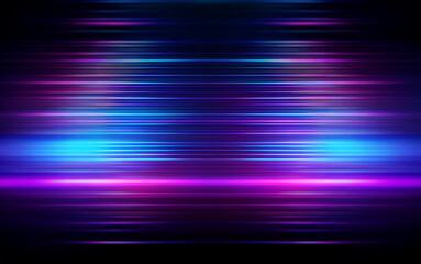 A dark background with horizontal stripes of blue and purple light.