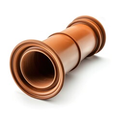 Close up of brown plastic plumbing pipe or drainage tube on white studio background  Industrial equipment construction material and infrastructure concept
