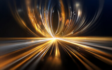 Abstract image of light trails in a dark background, creating a sense of movement and speed.