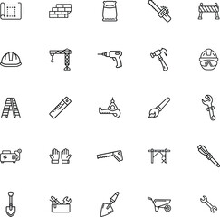 Construction Icons Tools, Equipment, and Building Materials Set