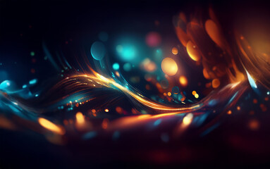 Abstract digital art with glowing, bright, colored lines and orbs.