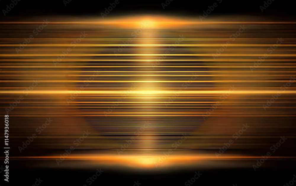 Poster A dark background with a series of horizontal blurred orange and yellow lines that converge in the middle.