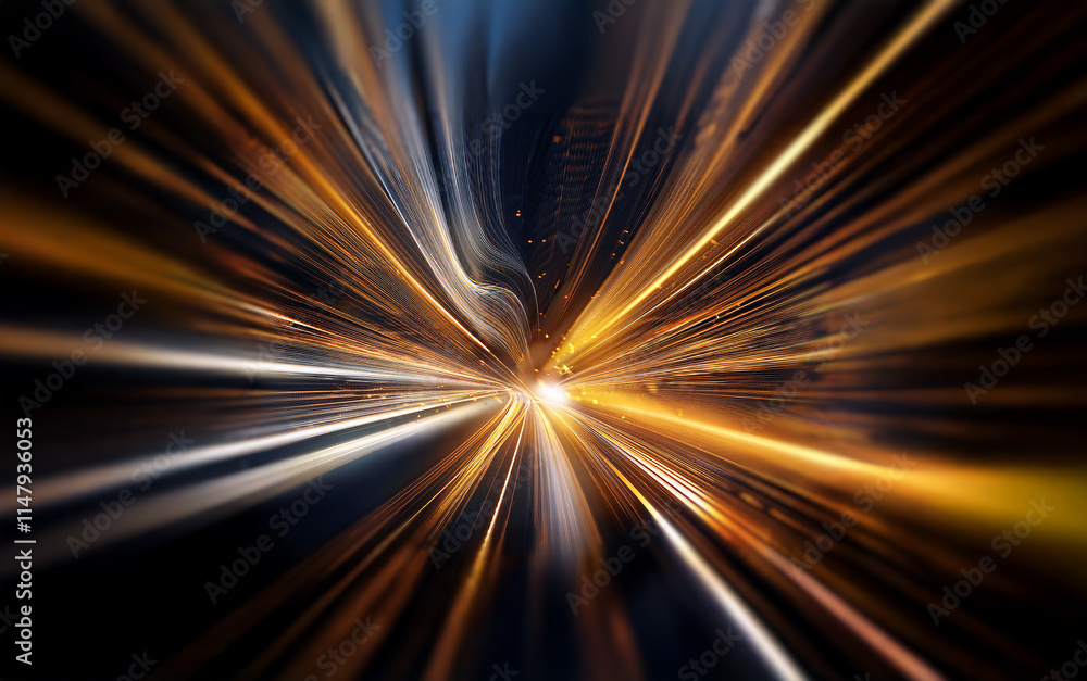 Poster Abstract digital art with a burst of light, representing speed and motion.