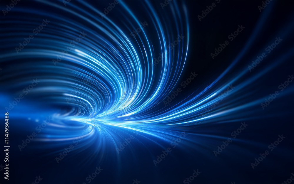 Aufkleber abstract swirling blue lines on a black background with a tunnel effect