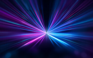 Abstract digital art with a burst of blue and purple light radiating outward from a central point.