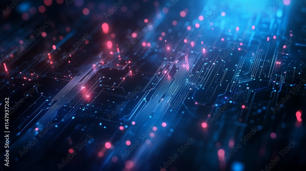 Aufkleber colorful circuit board design featuring glowing lights and digital patterns in a futuristic abstract
