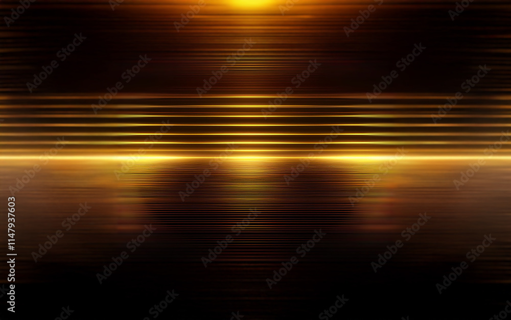 Poster a dark background with blurred horizontal lines of light creating a shiny effect.