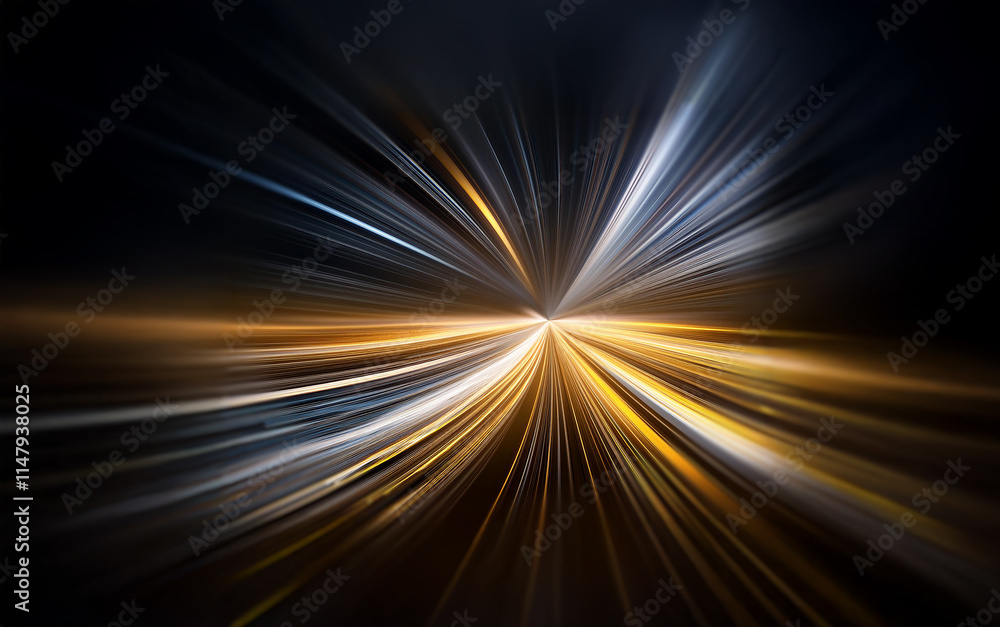Poster abstract image with streaks of light that emanate outwards from a central point, forming a starburst