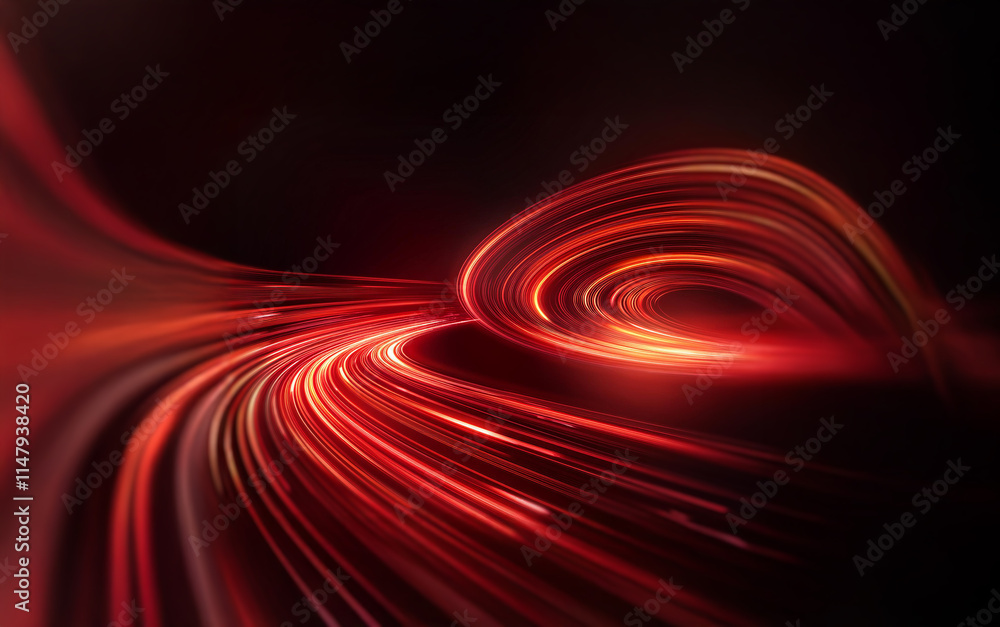 Aufkleber Abstract glowing red lines creating a swirl pattern on a dark background.