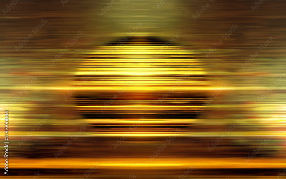Poster A blurred abstract image featuring a central beam of light radiating out in horizontal lines of gold, yellow, and orange.